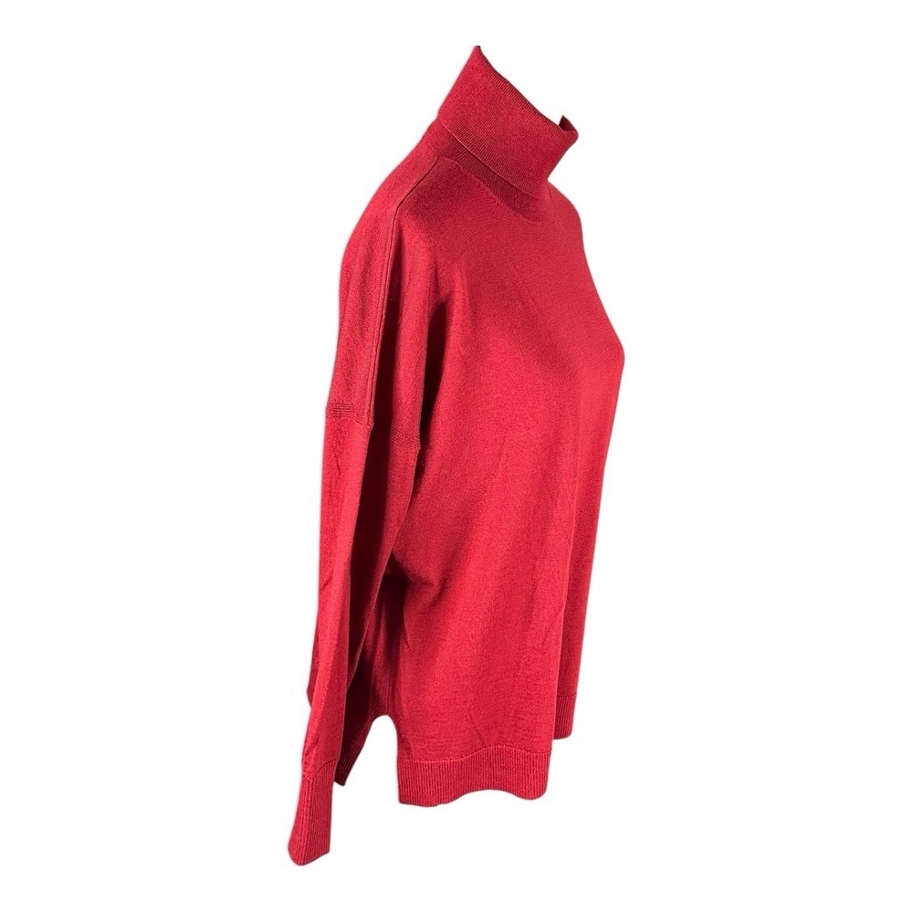 JCrew Turtleneck Merino Wool sweater‎ Side Slits Golden Burgundy Red Medium - Picture 3 of 13